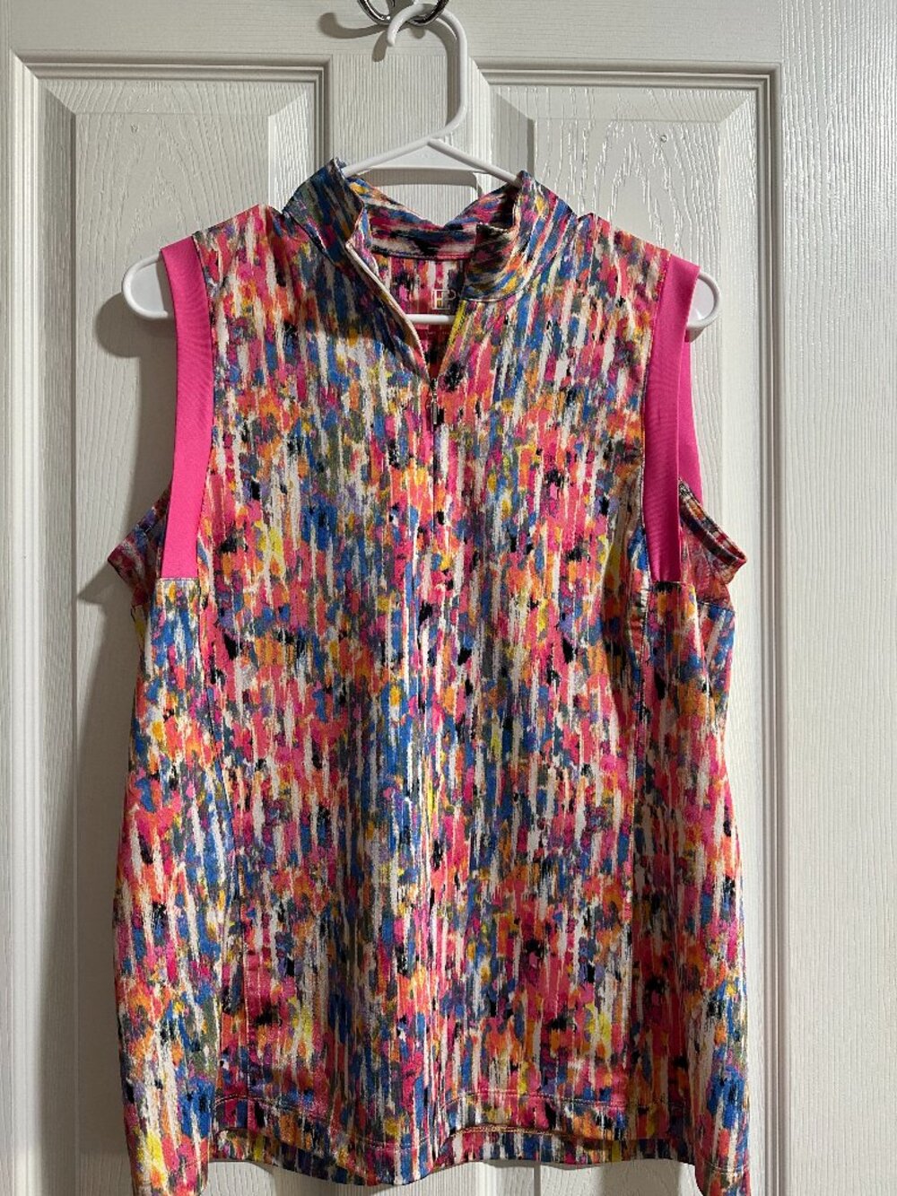 EP Pro Women's Golf Sleeveless Polo - Pink Multicolor - Size L